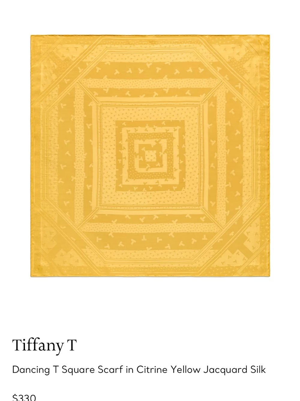 Tiffany & Co. Yellow Jacquard Dancing T Square Scarf